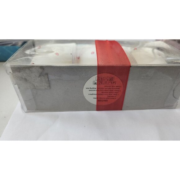 Candles White Red Rhinestones Votive  2 1/2 " Tall 2" Top Gift Box Set of 3 Spar - Picture 15 of 15